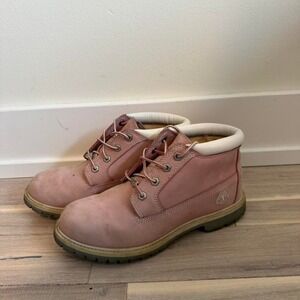 Pink Timberland boots with white sole Sz 9.5 #timberland #pinkboots #outdoor
